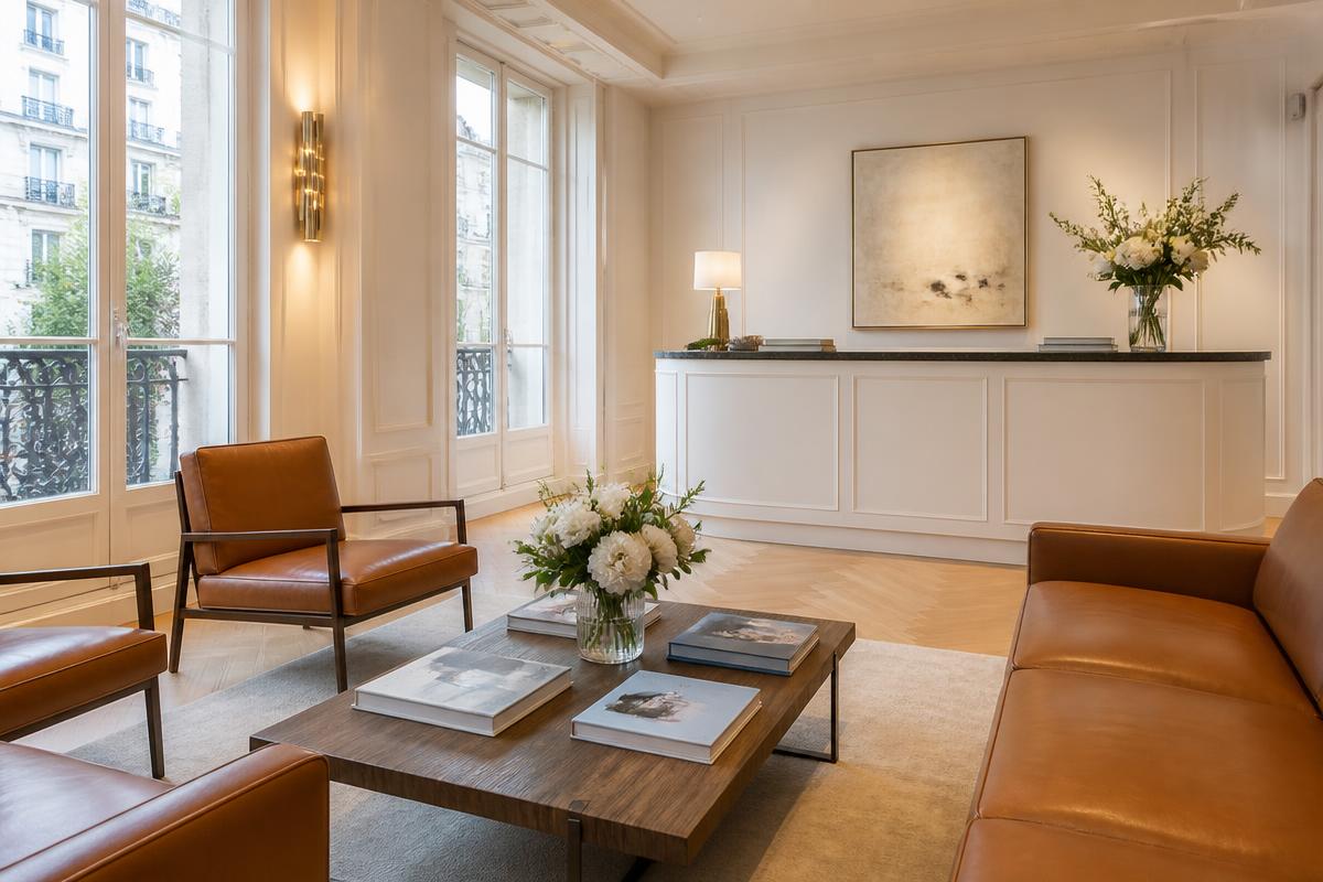 Cabinet professionnel parisien avec salle d'attente soignée