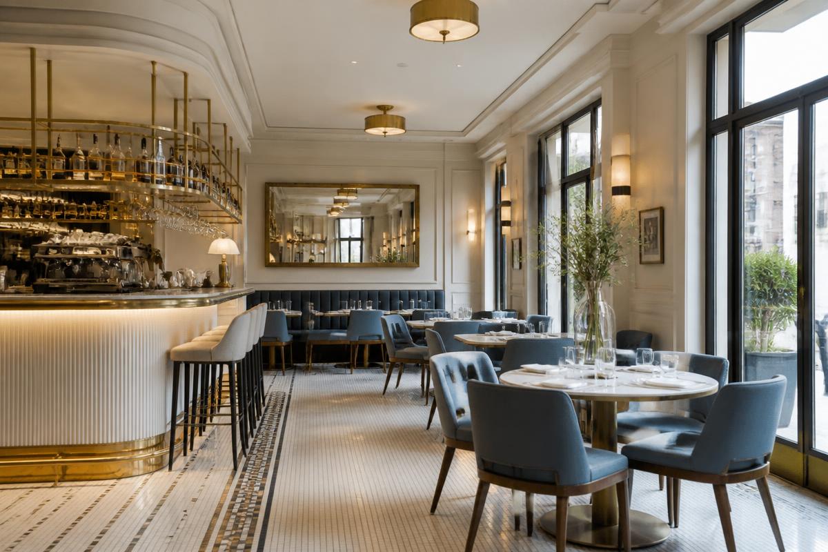 Restaurant ou café parisien élégant parfaitement nettoyé